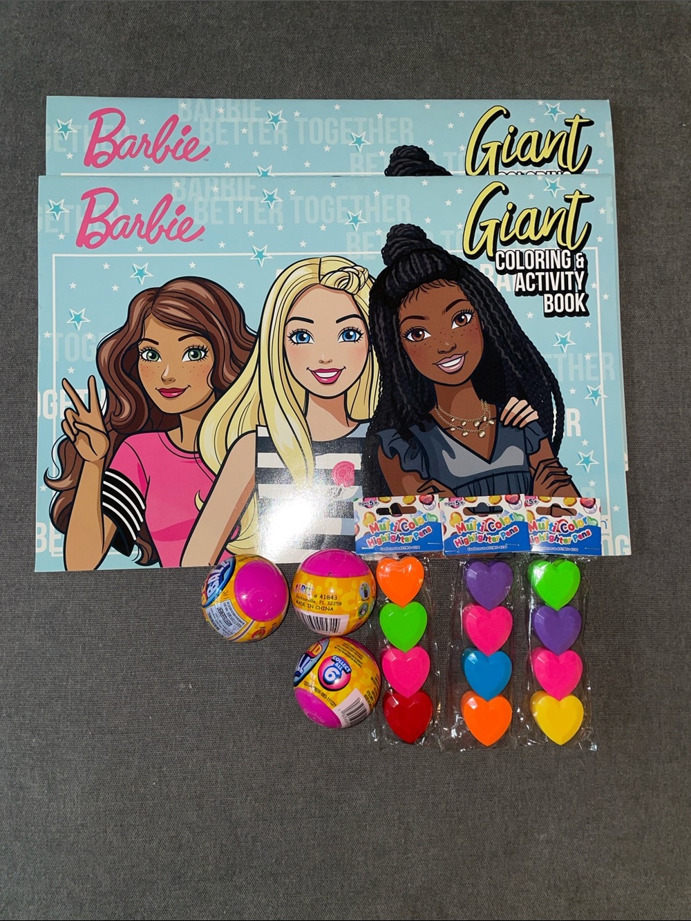 Barbie Giant Coloring & Activity Book Heart highlighter pen,  surprise balls